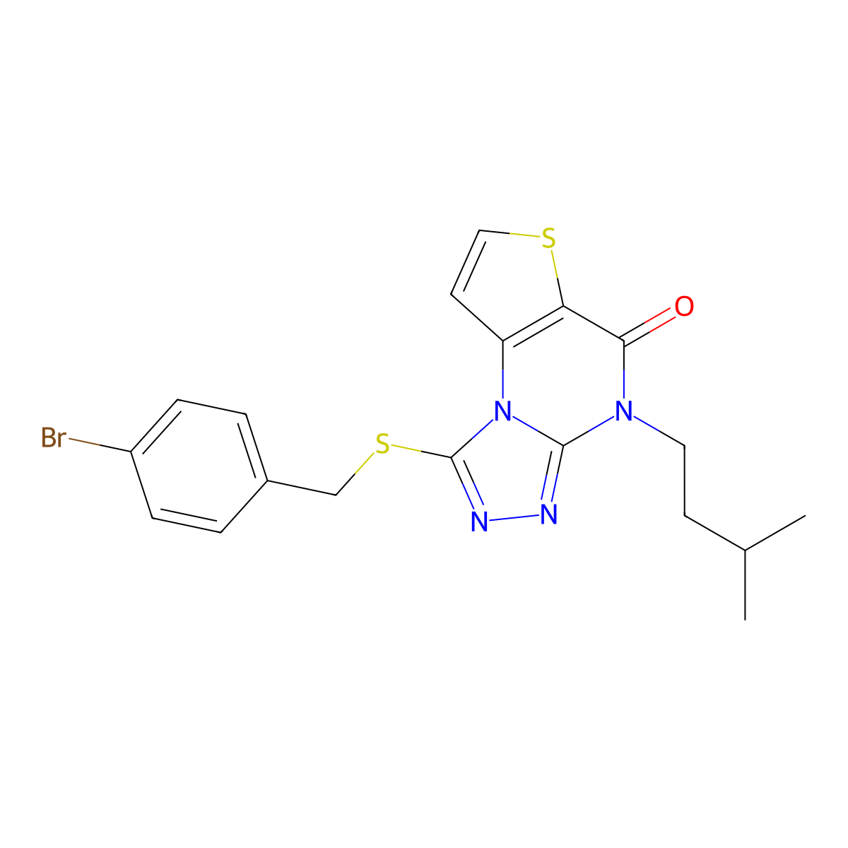 1-((4-bromobenzyl)thio)-4-isopentylthieno[2,3-e][1,2,4]triazolo[4,3-a]pyrimidin-5(4H)-one molecular structure, CAS 1216508-60-9