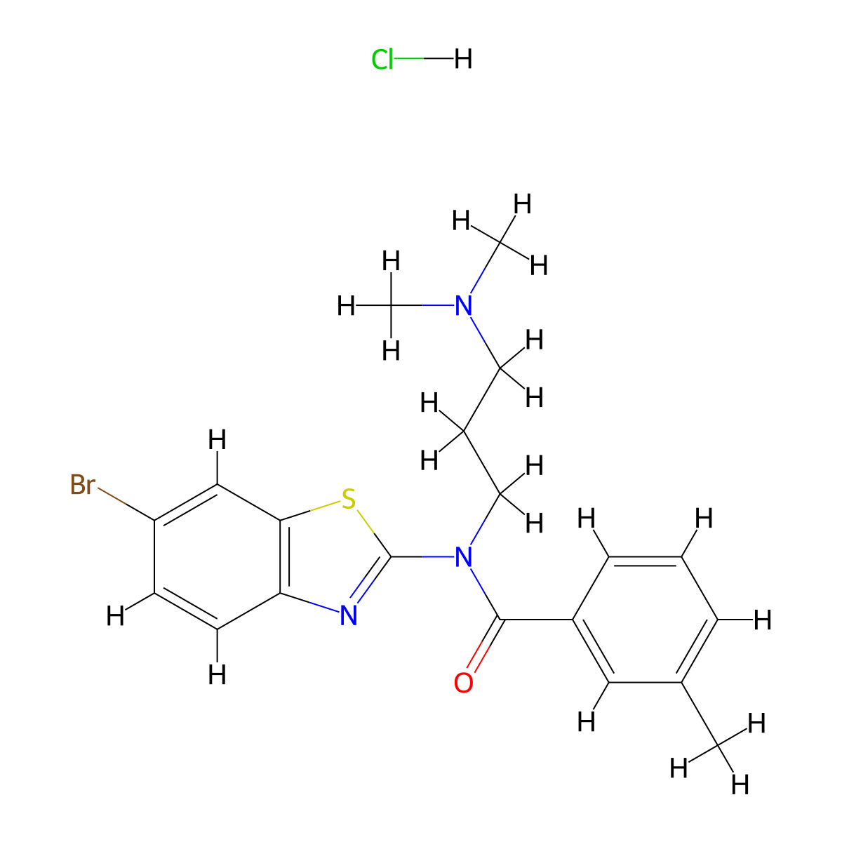 N-(6-bromobenzo[d]thiazol-2-yl)-N-(3-(dimethylamino)propyl)-3-methylbenzamide hydrochloride molecular structure, CAS 1216509-25-9