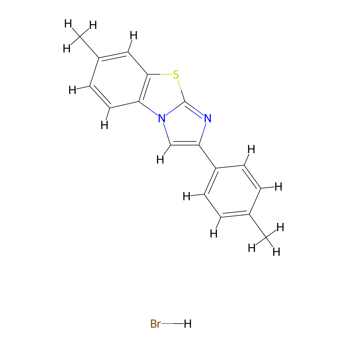 10-Methyl-4-(4-methylphenyl)-7-thia-2,5-diazatricyclo[6.4.0.0^{2,6}]dodeca-1(12),3,5,8,10-pentaene hydrobromide molecular structure, CAS 1216510-42-7