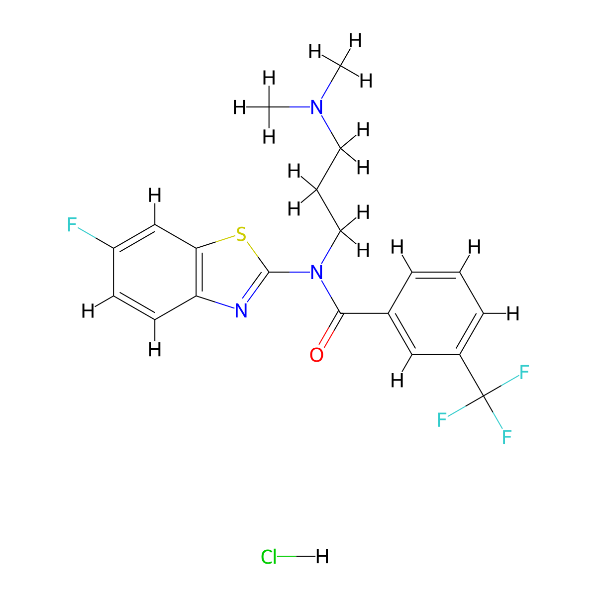 N-[3-(Dimethylamino)propyl]-N-(6-fluoro-1,3-benzothiazol-2-YL)-3-(trifluoromethyl)benzamide hydrochloride molecular structure, CAS 1216510-98-3