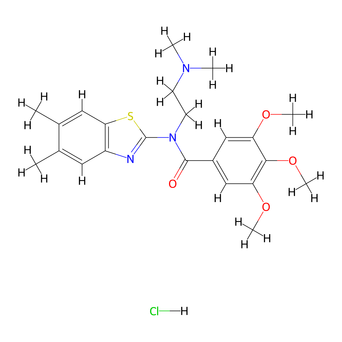 N-(2-(dimethylamino)ethyl)-N-(5,6-dimethylbenzo[d]thiazol-2-yl)-3,4,5-trimethoxybenzamide hydrochloride molecular structure, CAS 1216511-07-7