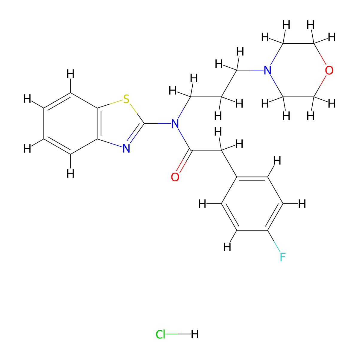 N-(benzo[d]thiazol-2-yl)-2-(4-fluorophenyl)-N-(3-morpholinopropyl)acetamide hydrochloride molecular structure, CAS 1216511-91-9