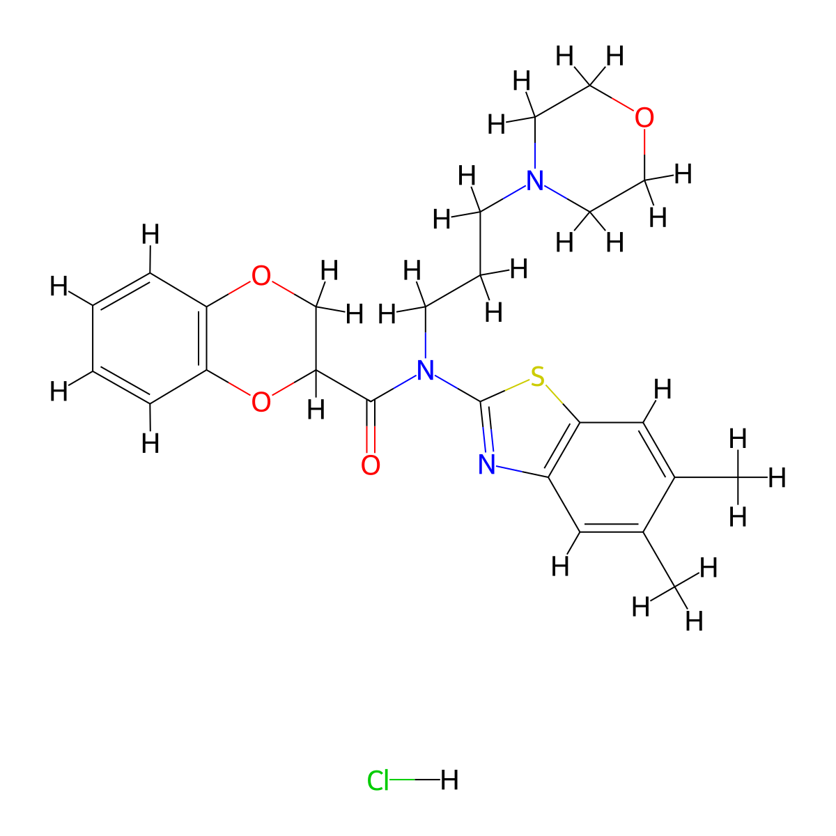 N-(5,6-dimethylbenzo[d]thiazol-2-yl)-N-(3-morpholinopropyl)-2,3-dihydrobenzo[b][1,4]dioxine-2-carboxamide hydrochloride molecular structure, CAS 1216513-17-5
