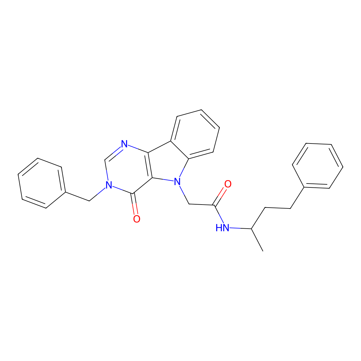 2-{3-benzyl-4-oxo-3H,4H,5H-pyrimido[5,4-b]indol-5-yl}-N-(4-phenylbutan-2-yl)acetamide molecular structure, CAS 1216514-48-5
