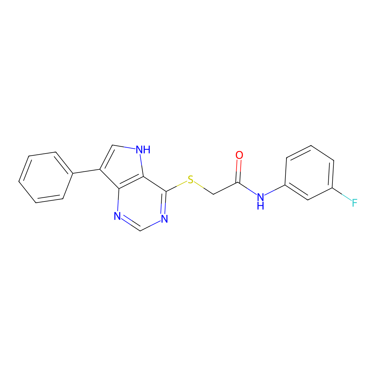 N-(3-Fluorophenyl)-2-({7-phenyl-5H-pyrrolo[3,2-D]pyrimidin-4-YL}sulfanyl)acetamide molecular structure, CAS 1216514-70-3
