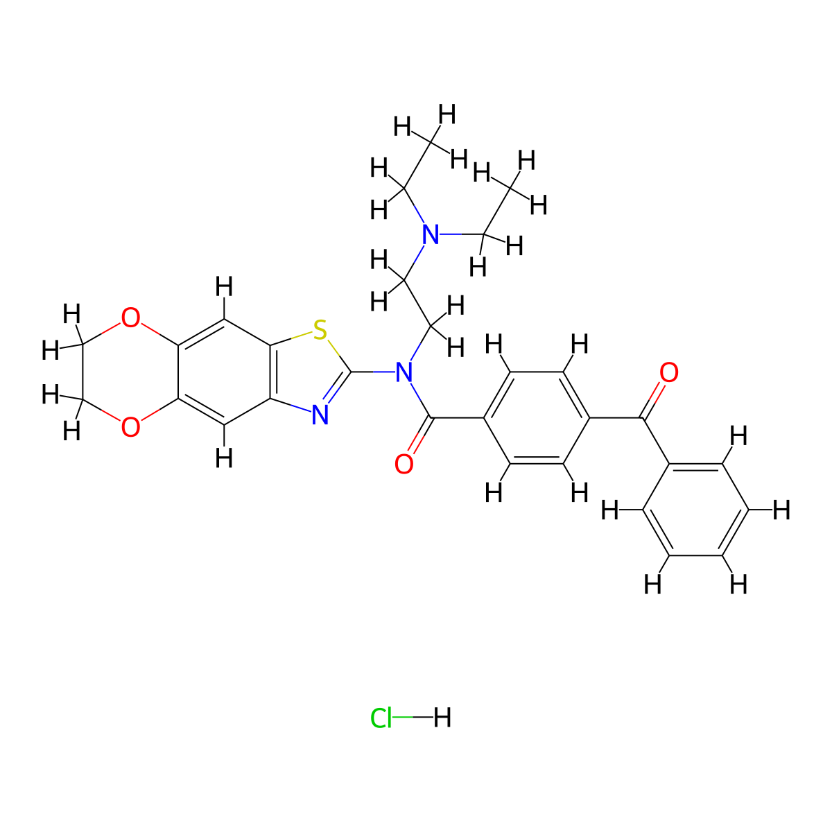 4-benzoyl-N-[2-(diethylamino)ethyl]-N-{10,13-dioxa-4-thia-6-azatricyclo[7.4.0.0^{3,7}]trideca-1,3(7),5,8-tetraen-5-yl}benzamide hydrochloride molecular structure, CAS 1216515-00-2