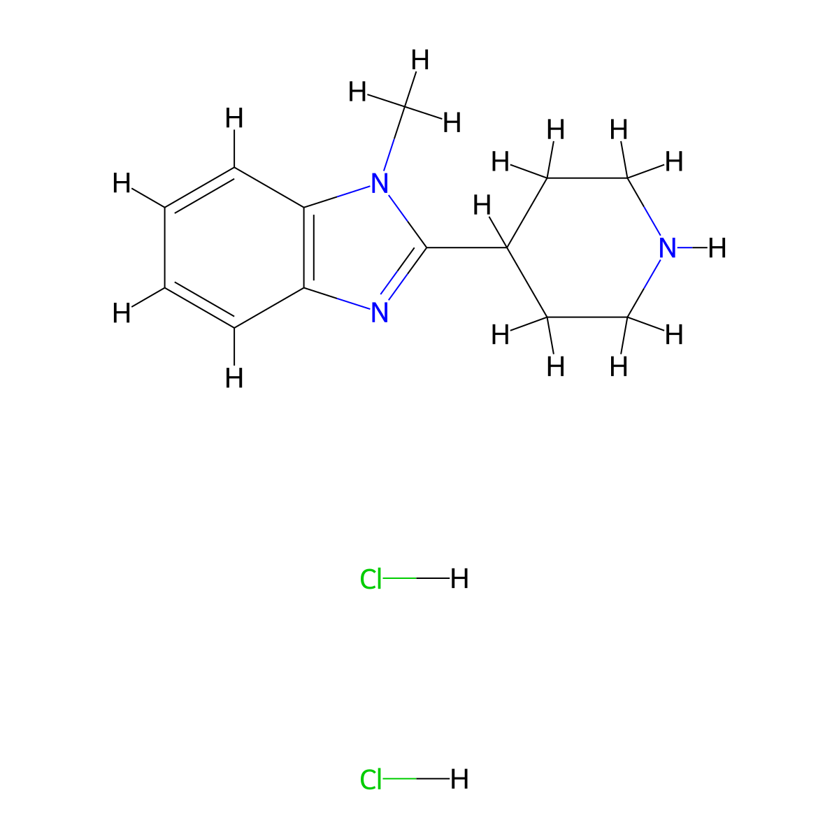 1-Methyl-2-(4-piperidinyl)-1H-benzimidazole dihydrochloride molecular structure, CAS 1216516-10-7