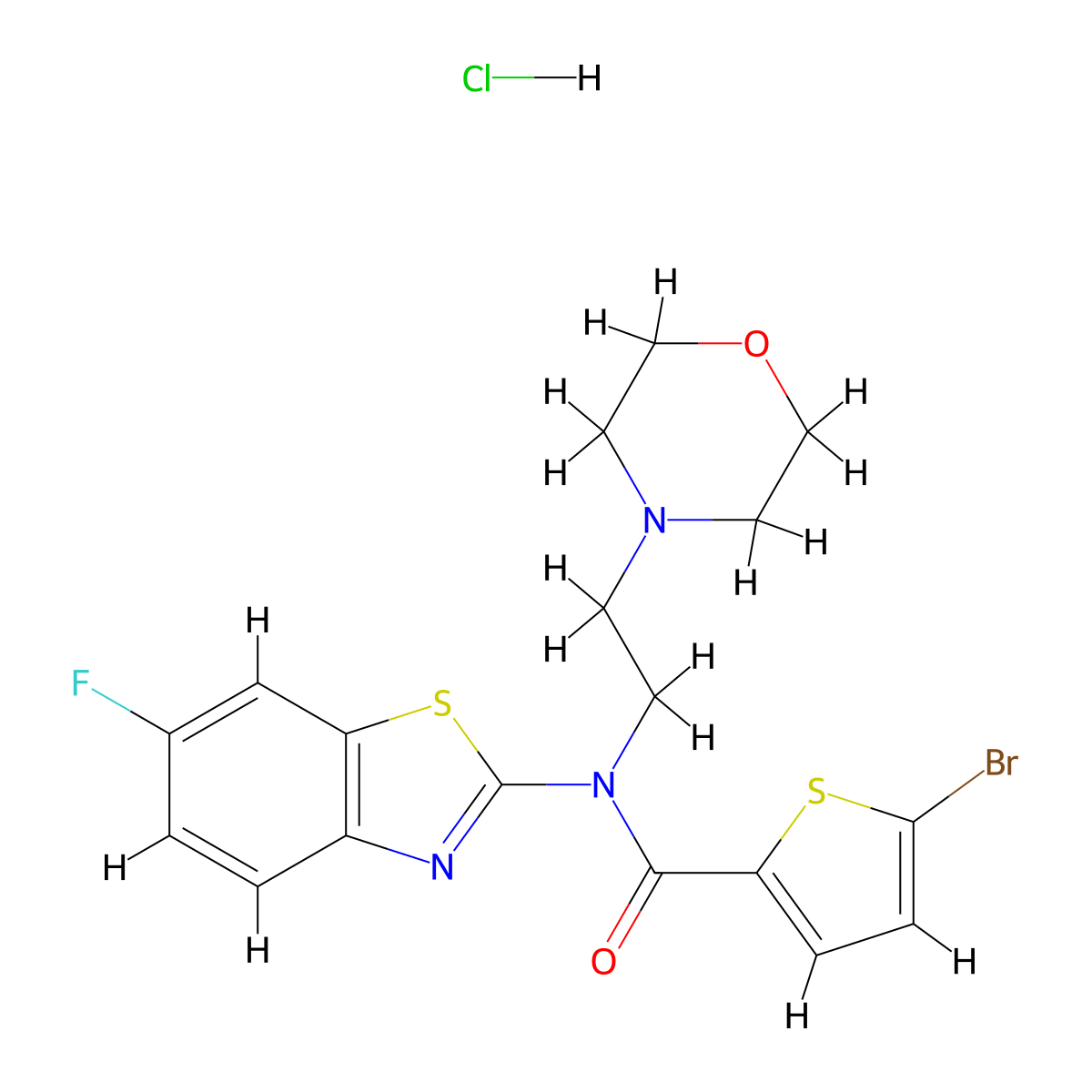 5-bromo-N-(6-fluorobenzo[d]thiazol-2-yl)-N-(2-morpholinoethyl)thiophene-2-carboxamide hydrochloride molecular structure, CAS 1216516-38-9