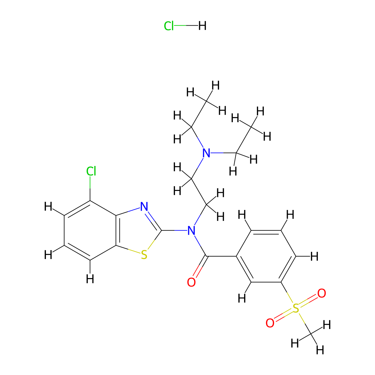 N-(4-chlorobenzo[d]thiazol-2-yl)-N-(2-(diethylamino)ethyl)-3-(methylsulfonyl)benzamide hydrochloride molecular structure, CAS 1216516-85-6