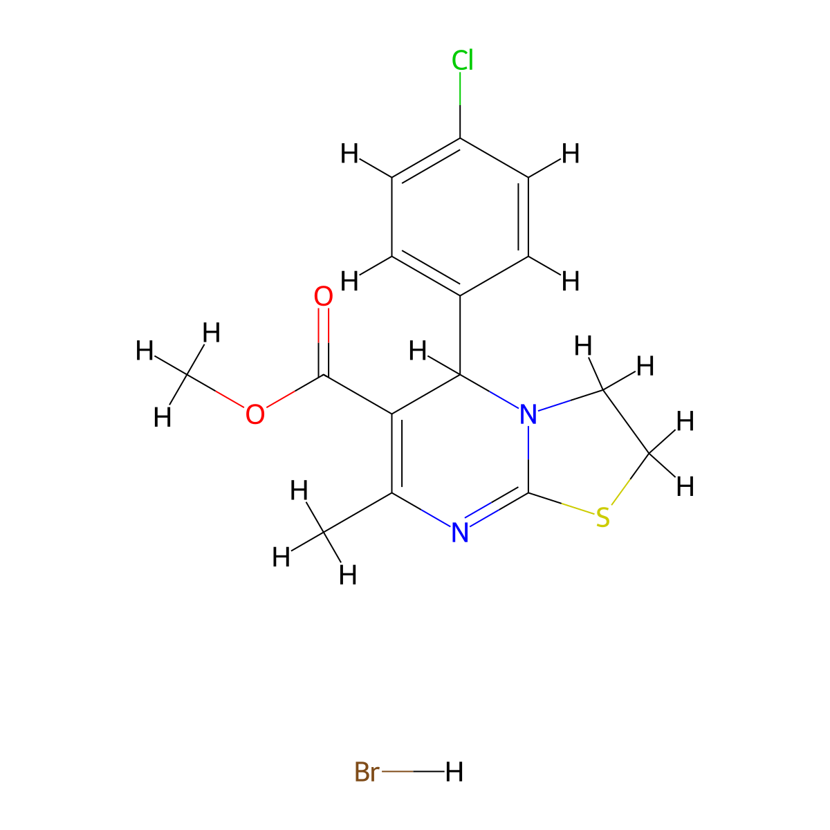 Methyl 5-(4-chlorophenyl)-7-methyl-2,3-dihydro-5H-thiazolo[3,2-a]pyrimidine-6-carboxylate hydrobromide molecular structure, CAS 1216517-56-4