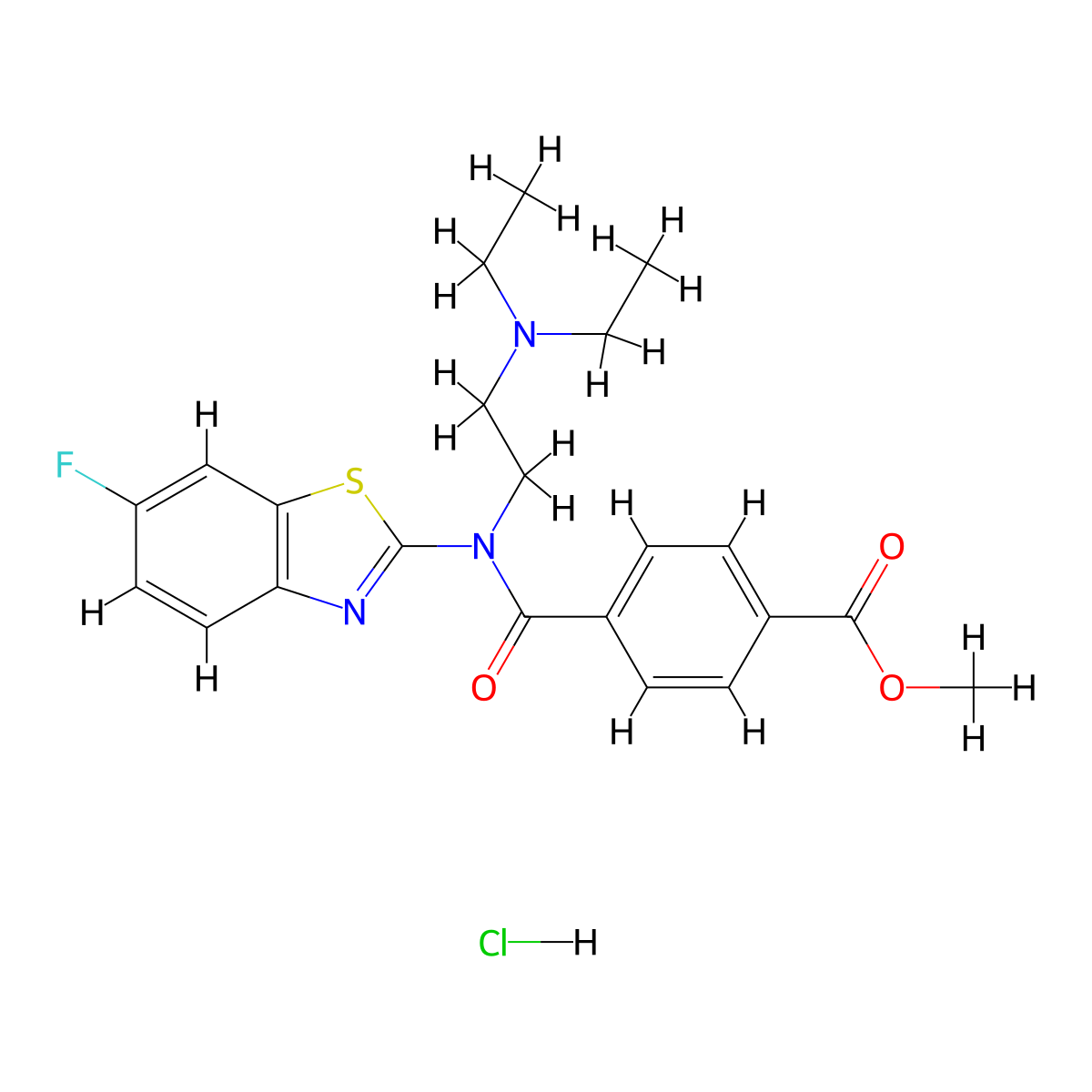 Methyl 4-{[2-(diethylamino)ethyl](6-fluoro-1,3-benzothiazol-2-YL)carbamoyl}benzoate hydrochloride molecular structure, CAS 1216518-73-8