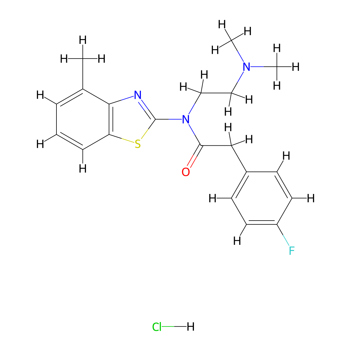 N-(2-(dimethylamino)ethyl)-2-(4-fluorophenyl)-N-(4-methylbenzo[d]thiazol-2-yl)acetamide hydrochloride molecular structure, CAS 1216519-72-0