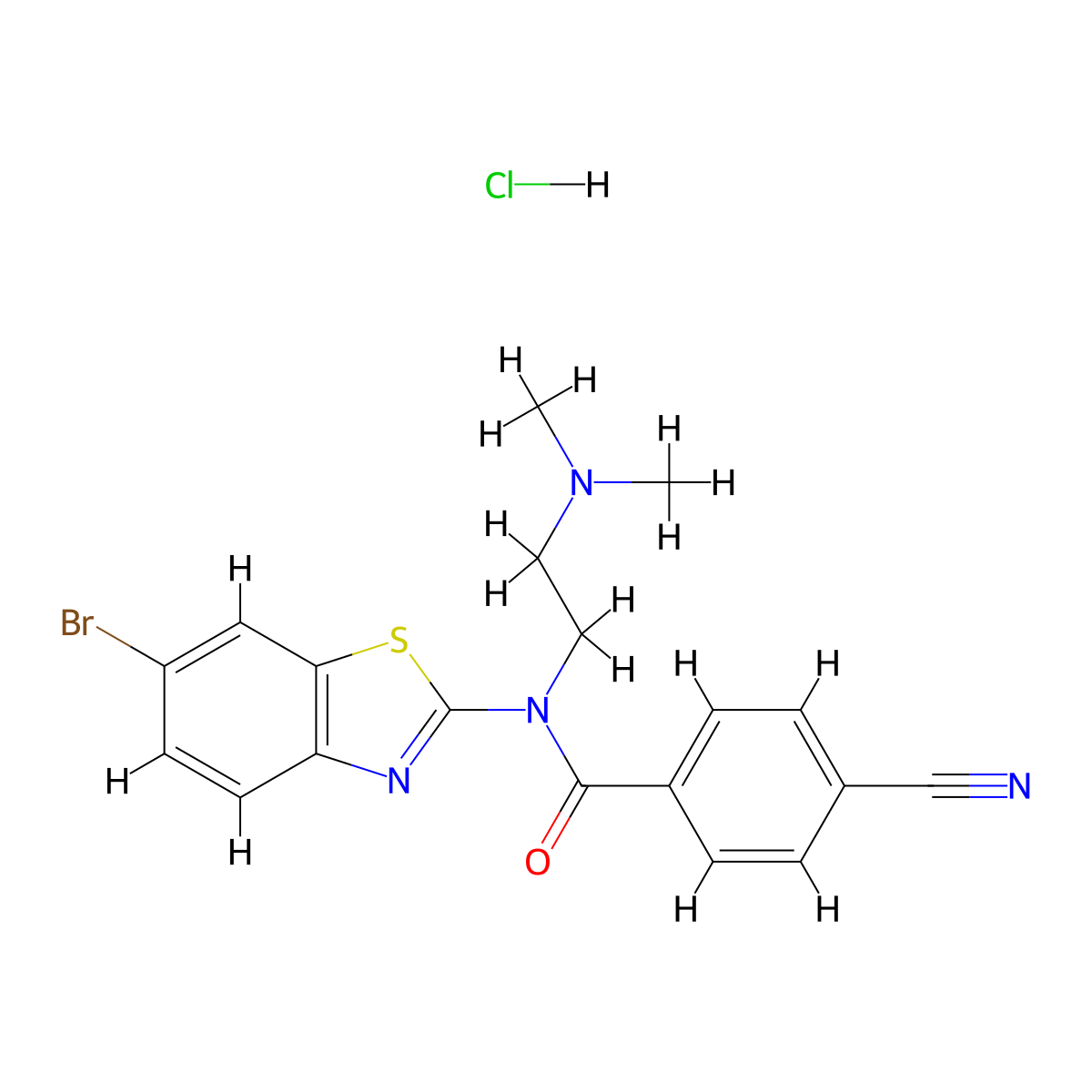 N-(6-bromobenzo[d]thiazol-2-yl)-4-cyano-N-(2-(dimethylamino)ethyl)benzamide hydrochloride molecular structure, CAS 1216519-91-3