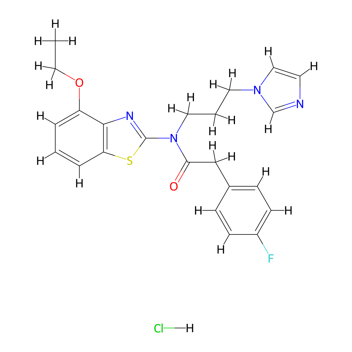 N-(3-(1H-imidazol-1-yl)propyl)-N-(4-ethoxybenzo[d]thiazol-2-yl)-2-(4-fluorophenyl)acetamide hydrochloride molecular structure, CAS 1216521-02-6