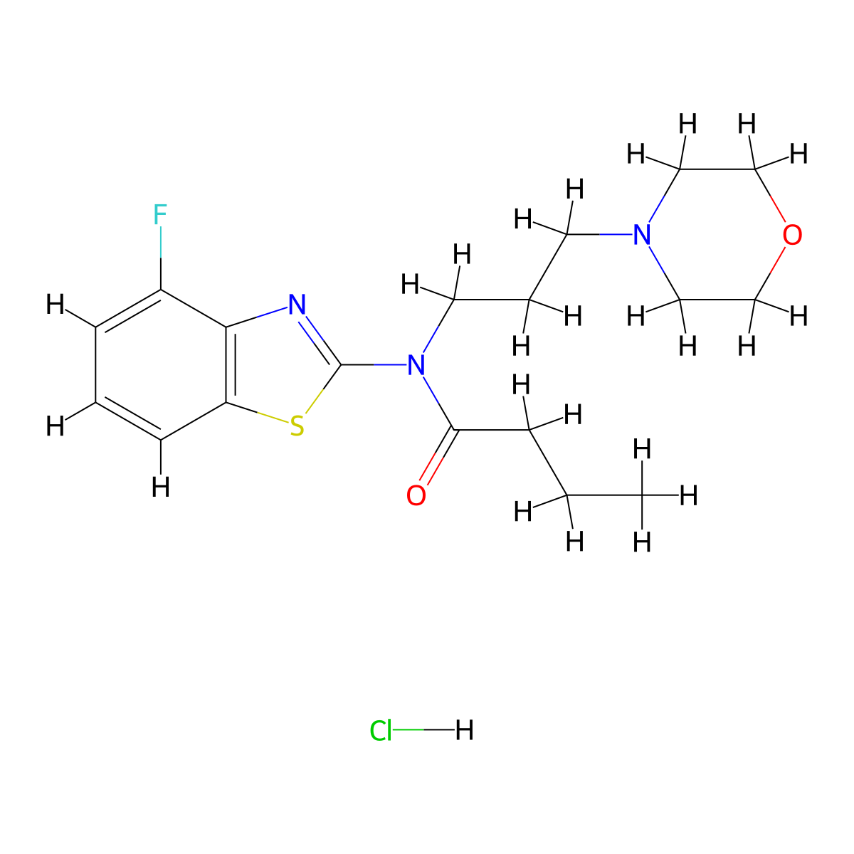 N-(4-fluorobenzo[d]thiazol-2-yl)-N-(3-morpholinopropyl)butyramide hydrochloride molecular structure, CAS 1216521-68-4