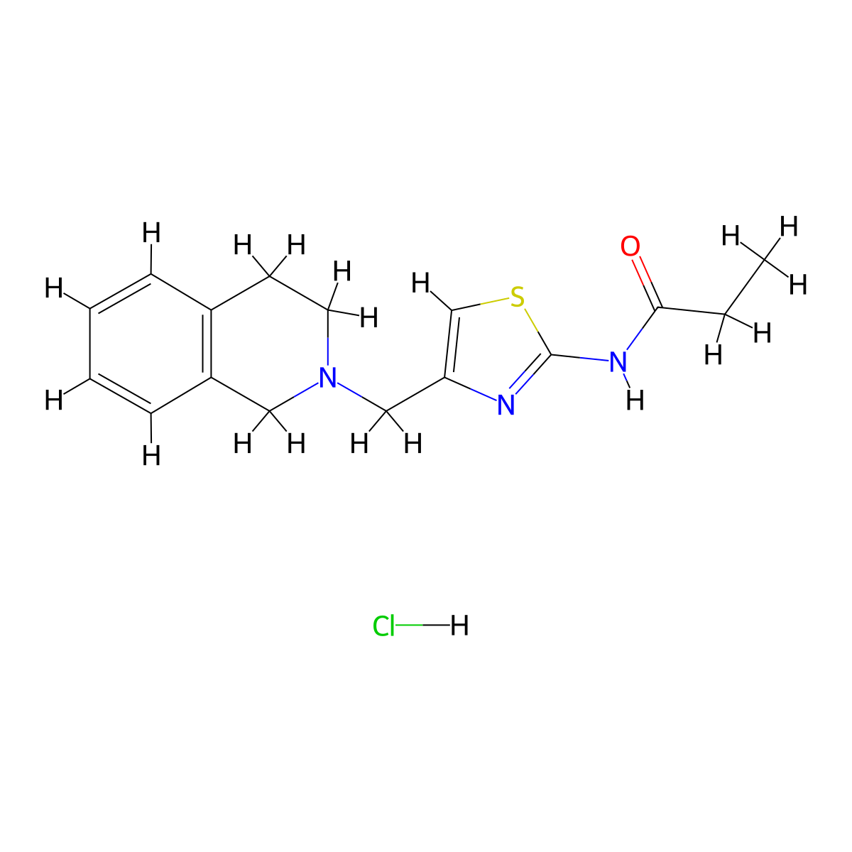 N-(4-((3,4-dihydroisoquinolin-2(1H)-yl)methyl)thiazol-2-yl)propionamide hydrochloride molecular structure, CAS 1216523-62-4