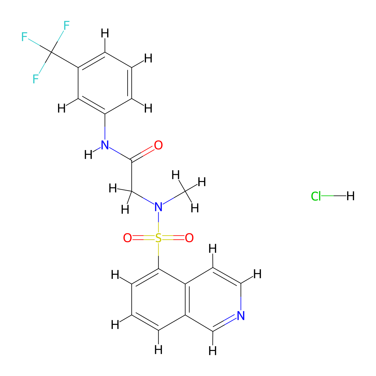2-(N-Methylisoquinoline-5-sulfonamido)-N-[3-(trifluoromethyl)phenyl]acetamide hydrochloride molecular structure, CAS 1216525-66-4