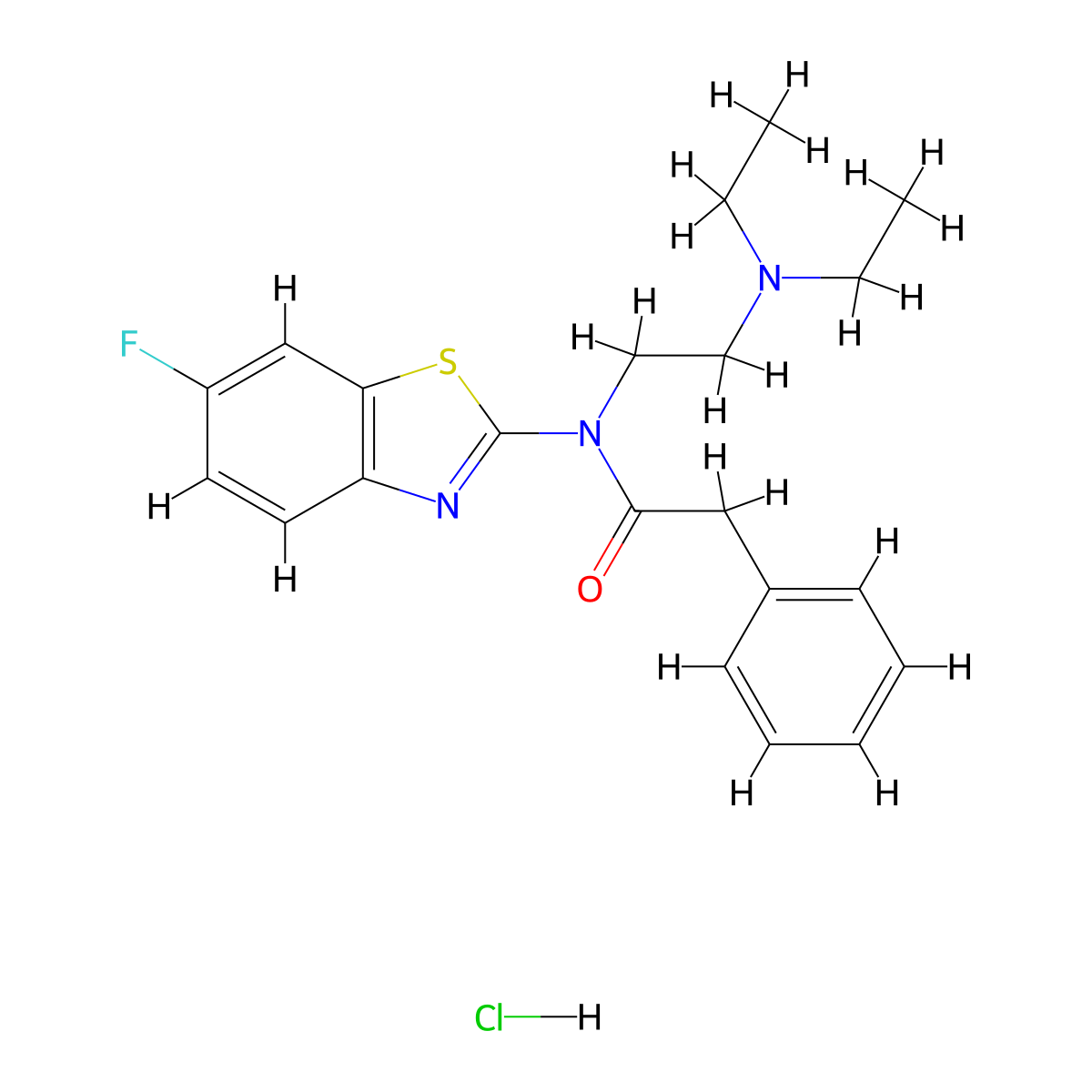 N-(2-(diethylamino)ethyl)-N-(6-fluorobenzo[d]thiazol-2-yl)-2-phenylacetamide hydrochloride molecular structure, CAS 1216526-04-3