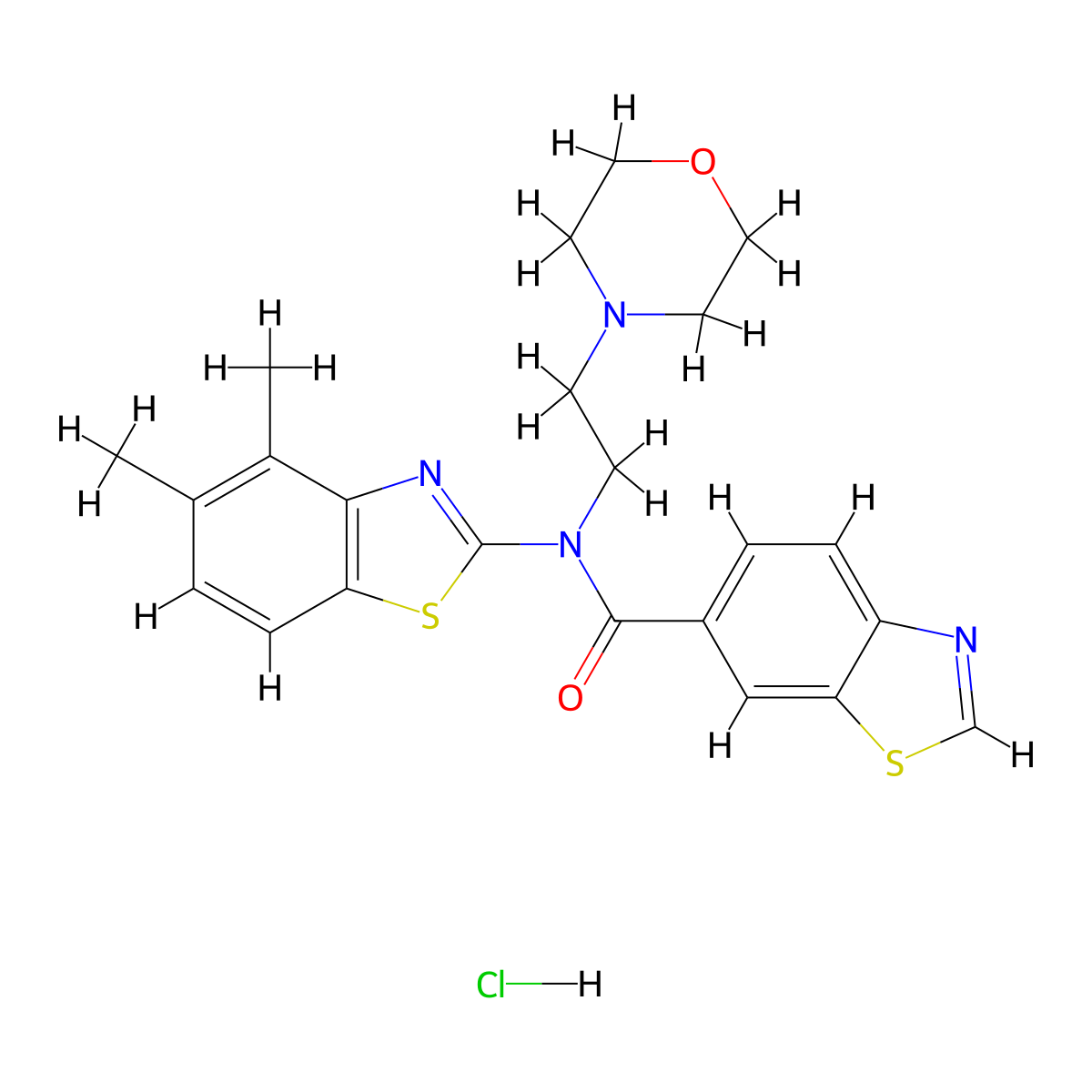 N-(4,5-dimethylbenzo[d]thiazol-2-yl)-N-(2-morpholinoethyl)benzo[d]thiazole-6-carboxamide hydrochloride molecular structure, CAS 1216527-83-1