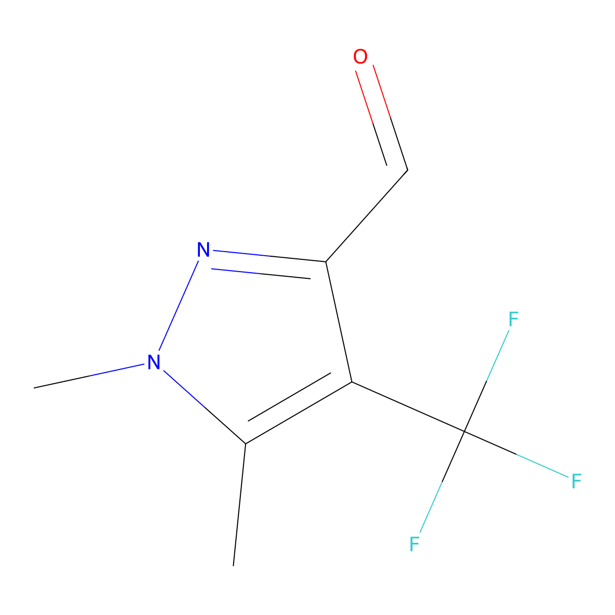 1,5-Dimethyl-4-(trifluoromethyl)-1H-pyrazole-3-carbaldehyde molecular structure, CAS 1216529-33-7