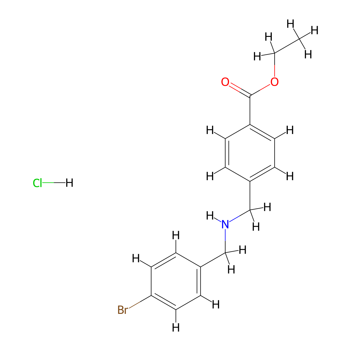 Ethyl 4-{[(4-bromobenzyl)amino]-methyl}benzoate hydrochloride molecular structure, CAS 1216531-49-5