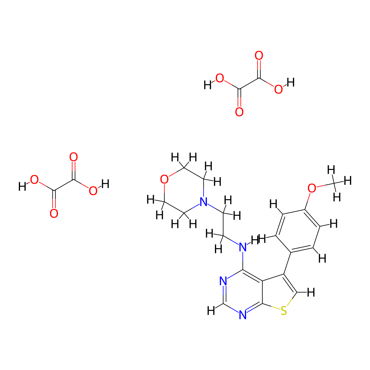 5-(4-methoxyphenyl)-N-(2-morpholinoethyl)thieno[2,3-d]pyrimidin-4-amine dioxalate molecular structure, CAS 1216532-26-1