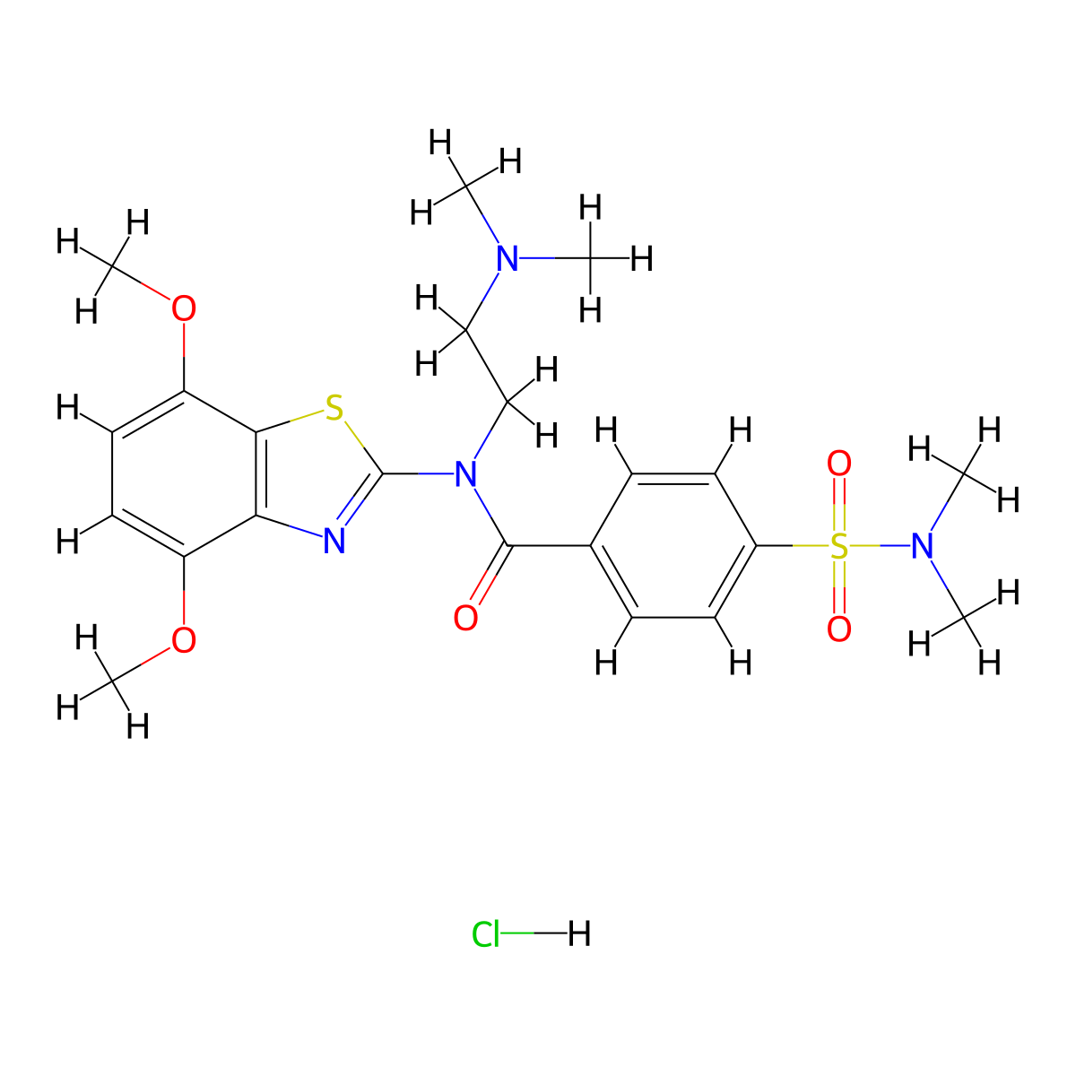 N-(4,7-dimethoxybenzo[d]thiazol-2-yl)-N-(2-(dimethylamino)ethyl)-4-(N,N-dimethylsulfamoyl)benzamide hydrochloride molecular structure, CAS 1216533-41-3