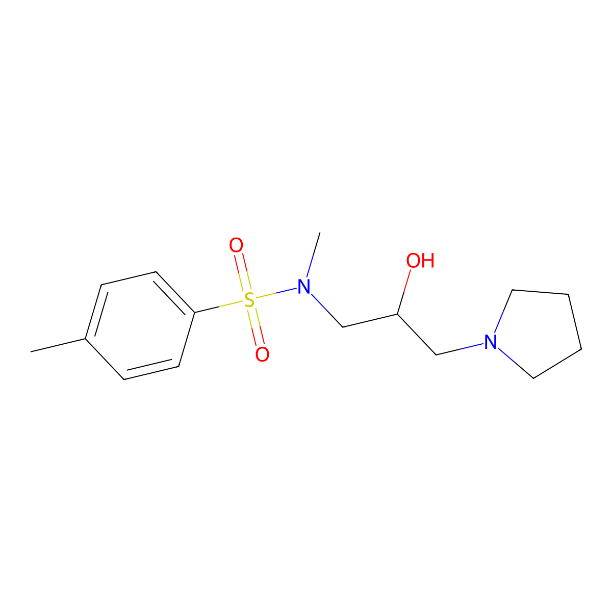 N-(2-hydroxy-3-(pyrrolidin-1-yl)propyl)-N,4-dimethylbenzenesulfonamide molecular structure, CAS 1216537-38-0