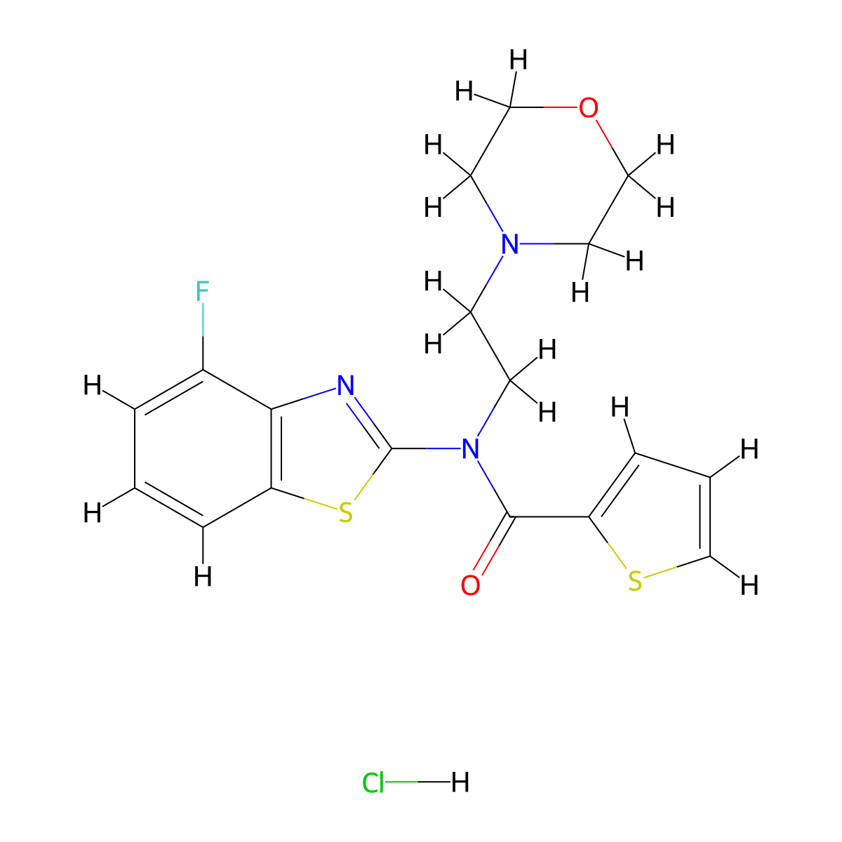 N-(4-fluorobenzo[d]thiazol-2-yl)-N-(2-morpholinoethyl)thiophene-2-carboxamide hydrochloride molecular structure, CAS 1216537-85-7