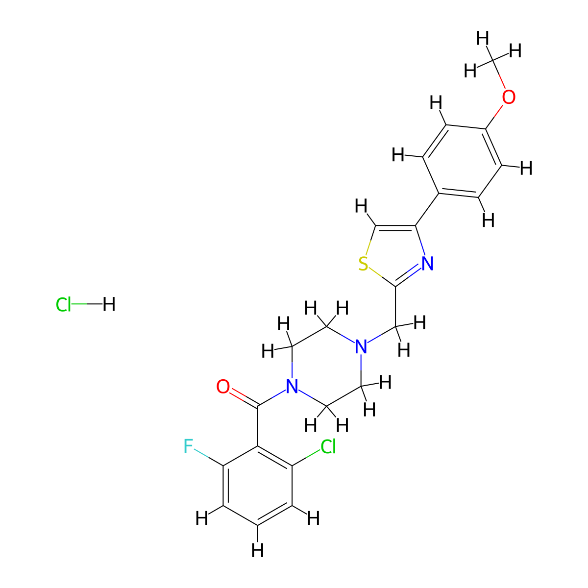 (2-Chloro-6-fluorophenyl)(4-((4-(4-methoxyphenyl)thiazol-2-yl)methyl)piperazin-1-yl)methanone hydrochloride molecular structure, CAS 1216541-62-6