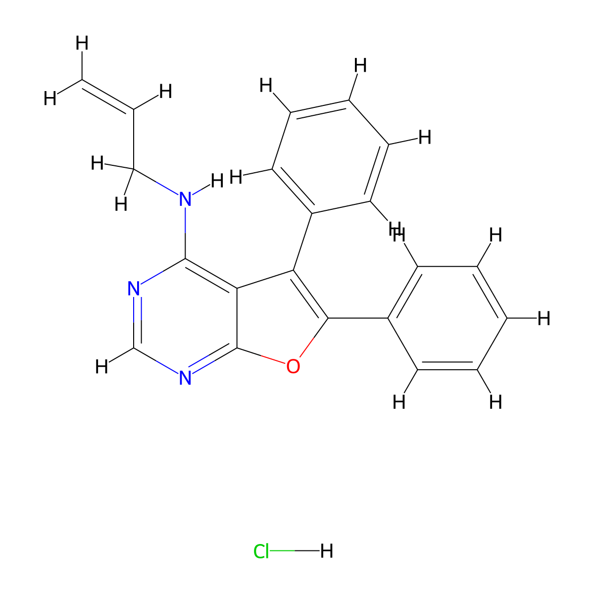 N-allyl-5,6-diphenylfuro[2,3-d]pyrimidin-4-amine hydrochloride molecular structure, CAS 1216541-67-1