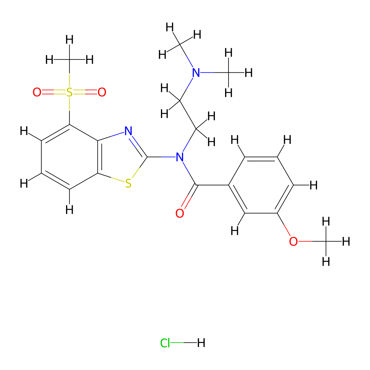 N-(2-(dimethylamino)ethyl)-3-methoxy-N-(4-(methylsulfonyl)benzo[d]thiazol-2-yl)benzamide hydrochloride molecular structure, CAS 1216541-87-5