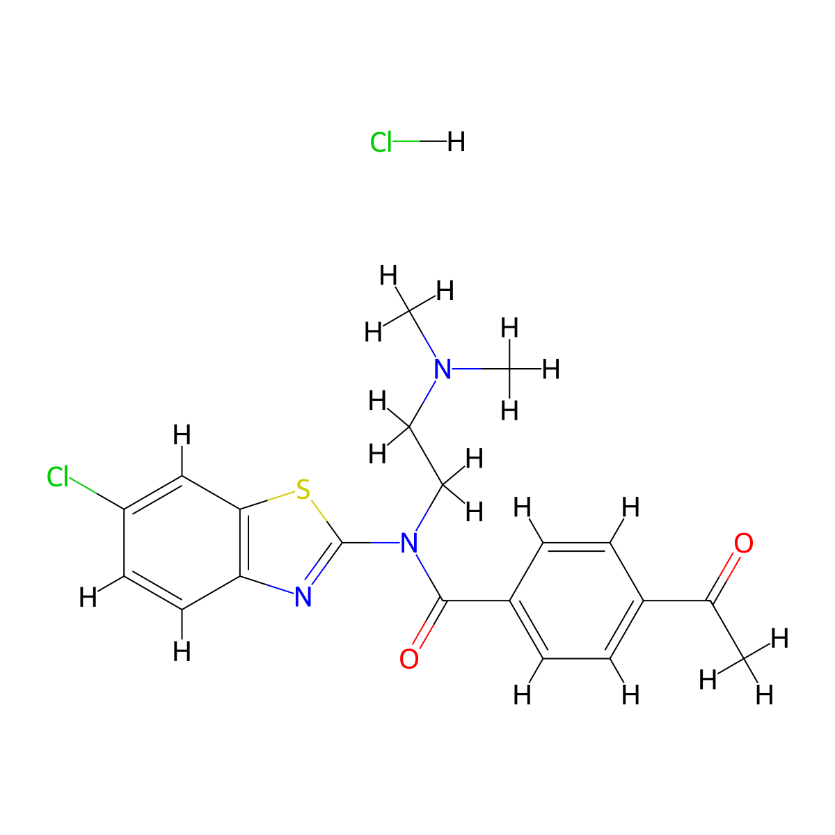 4-Acetyl-N-(6-chloro-1,3-benzothiazol-2-YL)-N-[2-(dimethylamino)ethyl]benzamide hydrochloride molecular structure, CAS 1216542-11-8