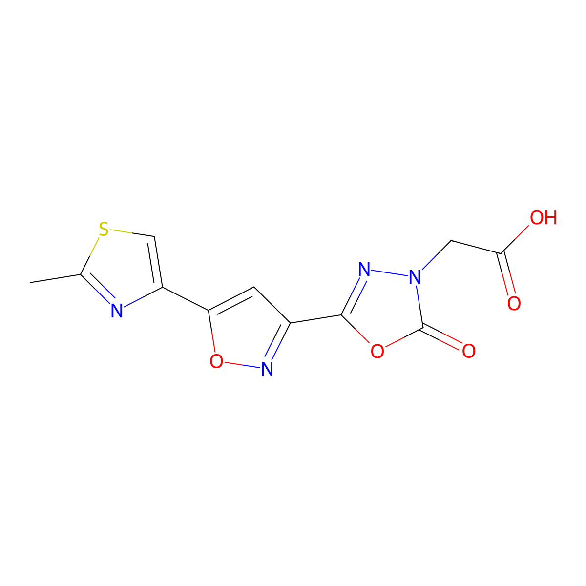 [5-[5-(2-Methyl-1,3-thiazol-4-yl)isoxazol-3-yl]-2-oxo-1,3,4-oxadiazol-3(2H)-yl]acetic acid molecular structure, CAS 1216542-22-1