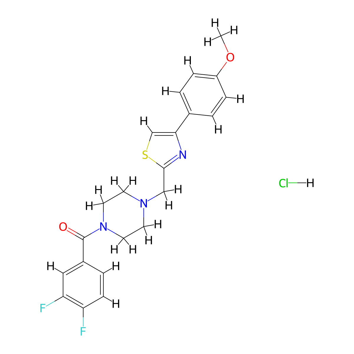 (3,4-Difluorophenyl)(4-((4-(4-methoxyphenyl)thiazol-2-yl)methyl)piperazin-1-yl)methanone hydrochloride molecular structure, CAS 1216542-85-6