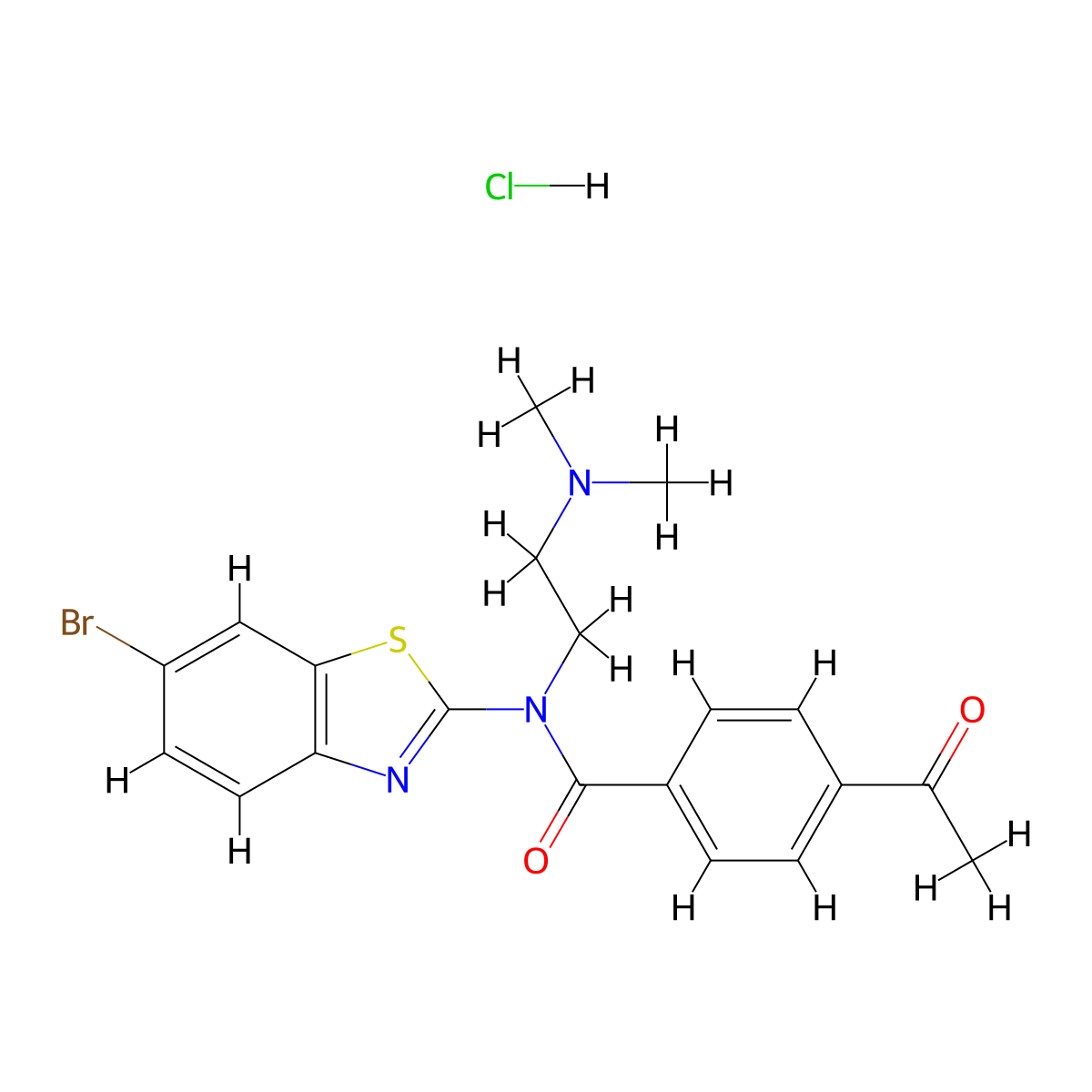 4-acetyl-N-(6-bromobenzo[d]thiazol-2-yl)-N-(2-(dimethylamino)ethyl)benzamide hydrochloride molecular structure, CAS 1216544-92-1