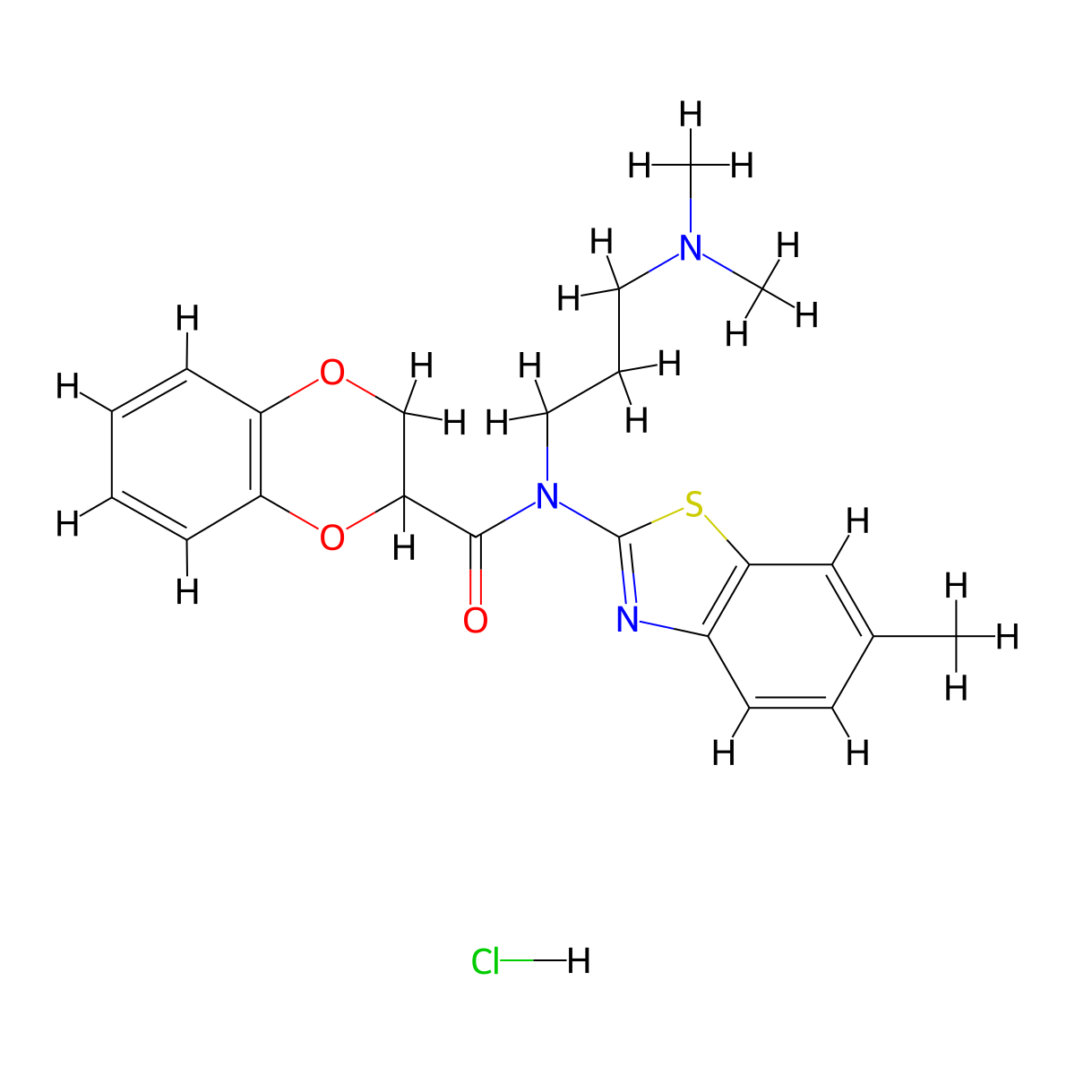 N-(3-(dimethylamino)propyl)-N-(6-methylbenzo[d]thiazol-2-yl)-2,3-dihydrobenzo[b][1,4]dioxine-2-carboxamide hydrochloride molecular structure, CAS 1216545-21-9