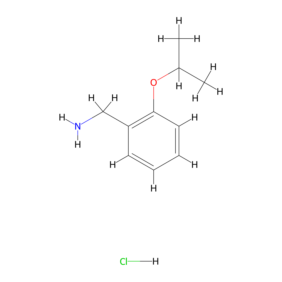 (2-Isopropoxyphenyl)methanamine hydrochloride molecular structure, CAS 1216545-76-4