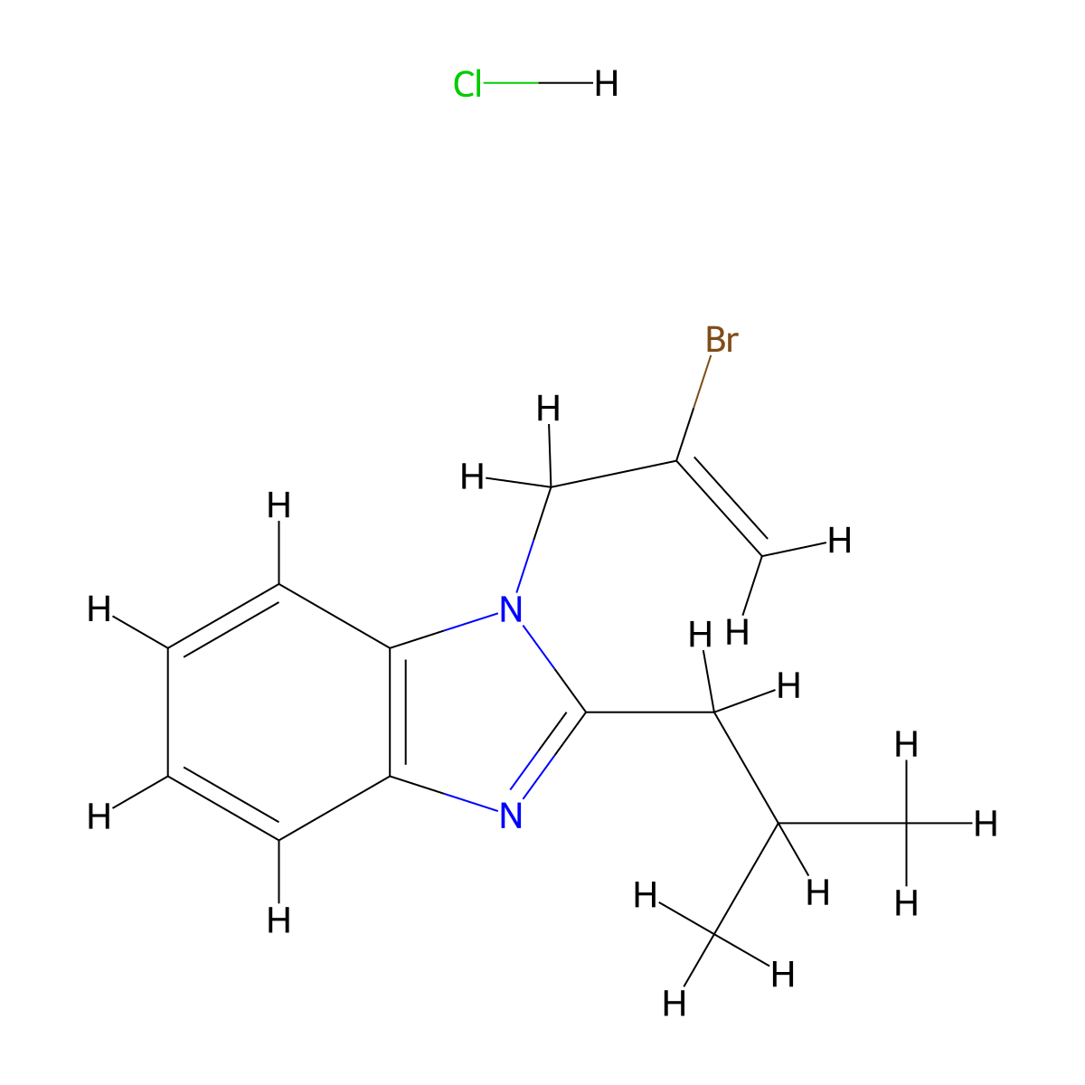 1-(2-bromoallyl)-2-isobutyl-1H-benzo[d]imidazole hydrochloride molecular structure, CAS 1216546-54-1