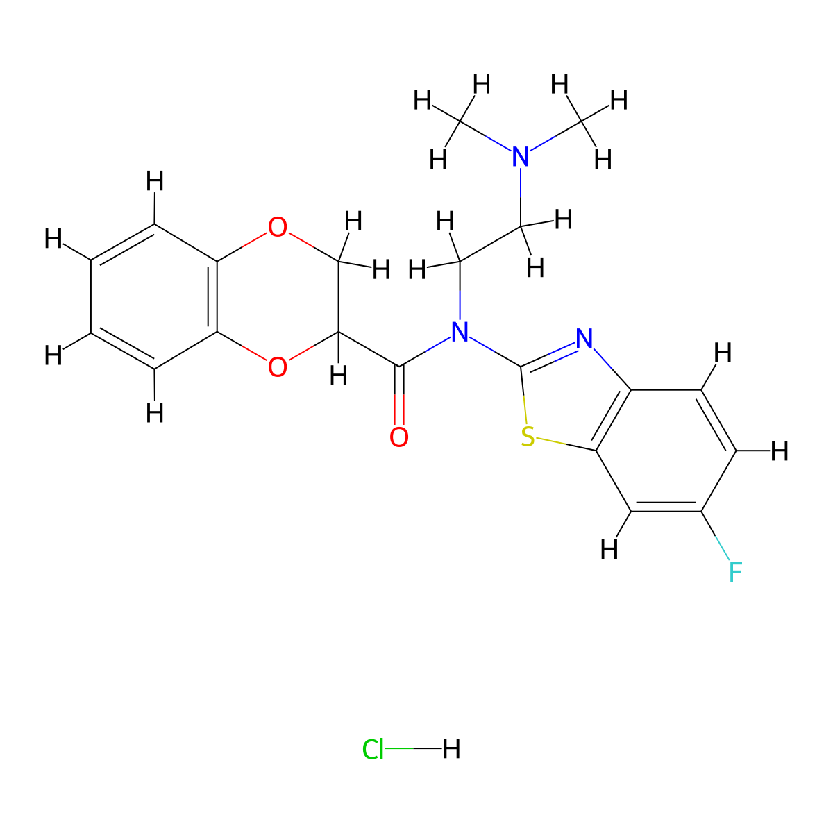N-(2-(dimethylamino)ethyl)-N-(6-fluorobenzo[d]thiazol-2-yl)-2,3-dihydrobenzo[b][1,4]dioxine-2-carboxamide hydrochloride molecular structure, CAS 1216547-54-4