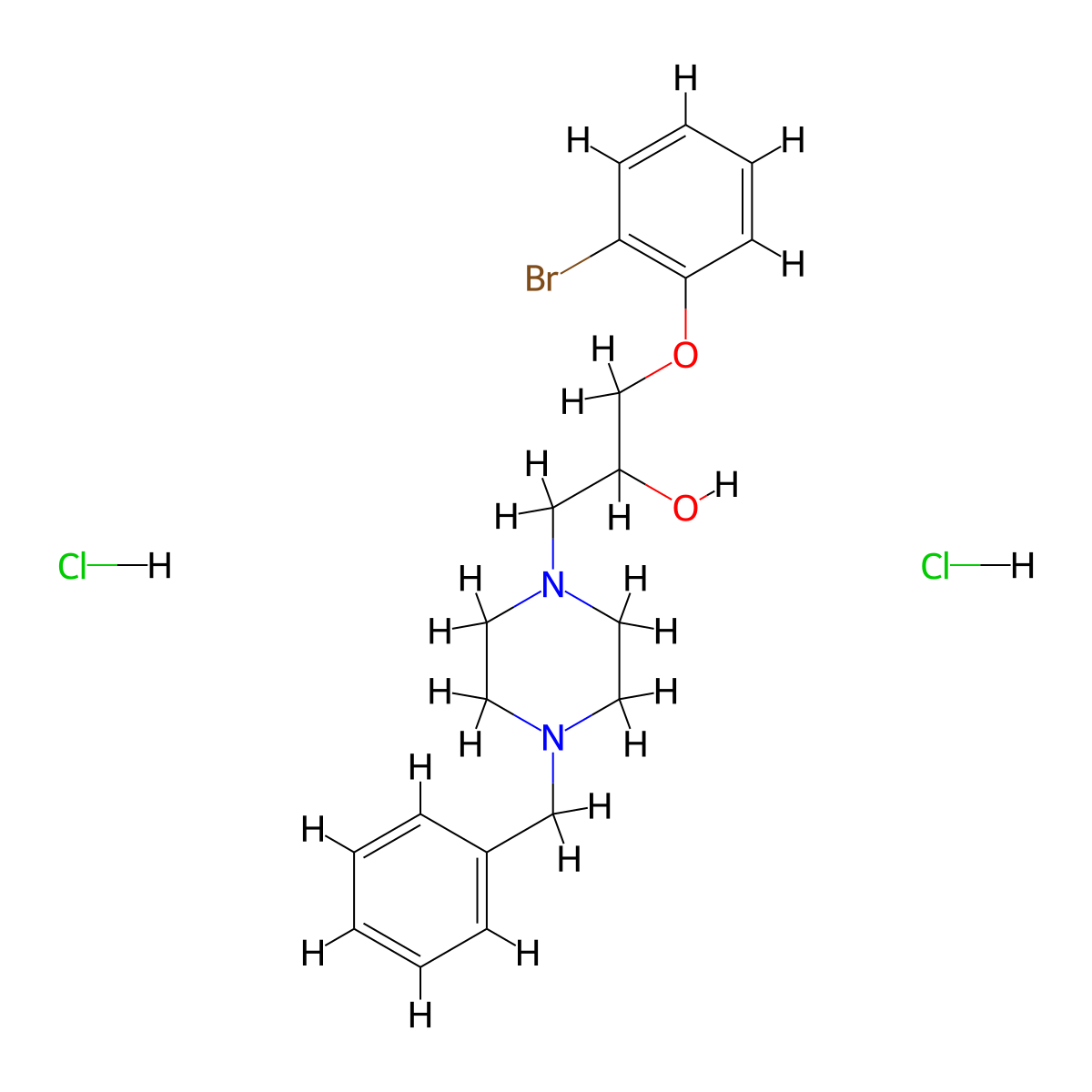 1-(4-Benzylpiperazin-1-yl)-3-(2-bromophenoxy)propan-2-ol dihydrochloride molecular structure, CAS 1216548-11-6