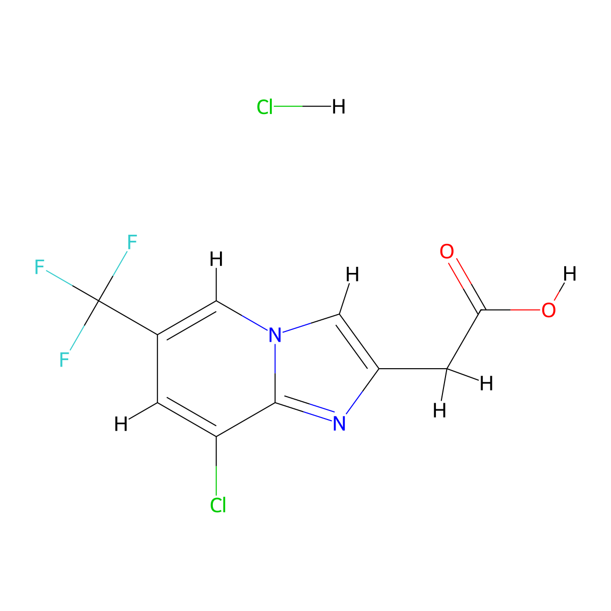 2-[8-Chloro-6-(trifluoromethyl)imidazo[1,2-a]pyridin-2-yl]acetic acid hydrochloride molecular structure, CAS 1216549-15-3