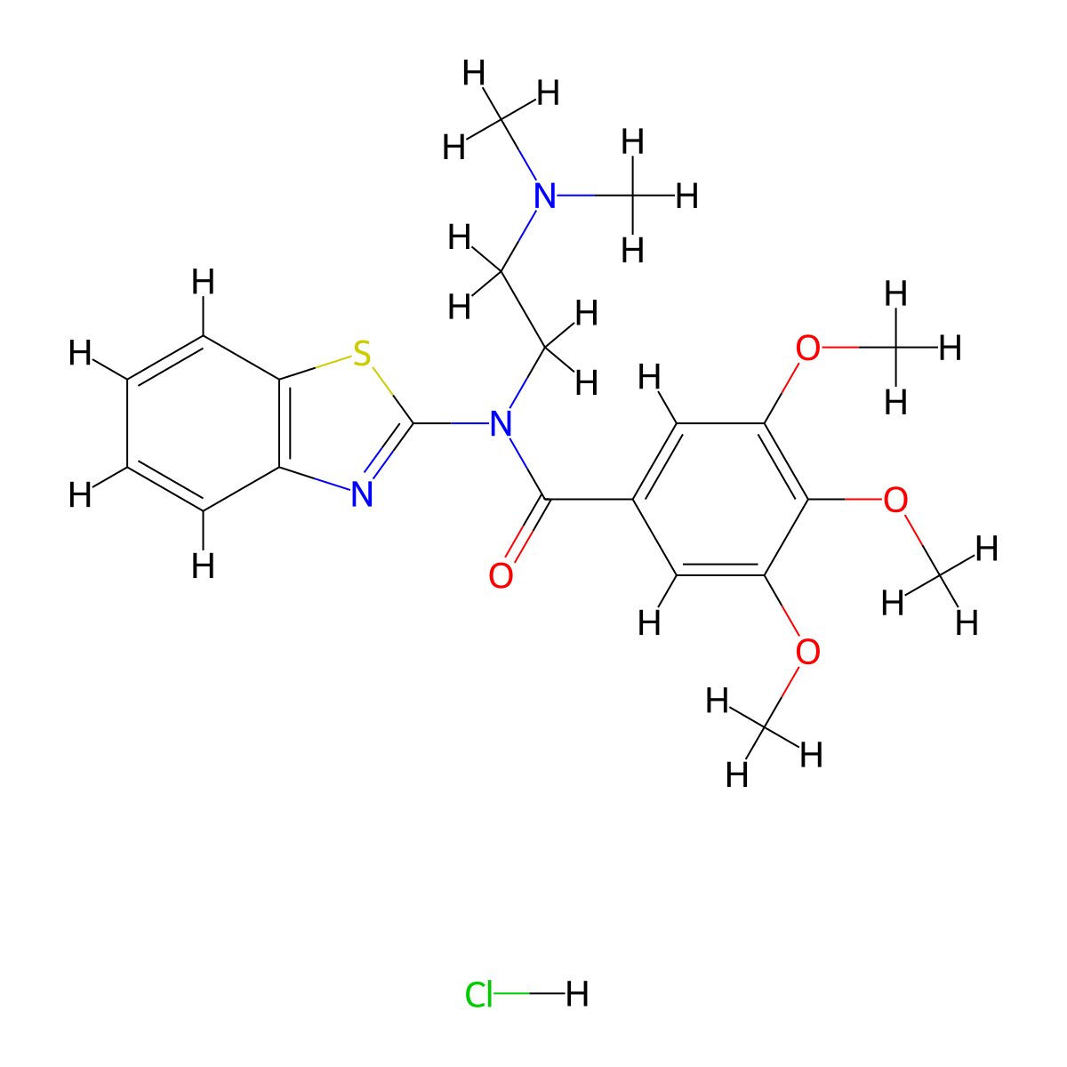 N-(benzo[d]thiazol-2-yl)-N-(2-(dimethylamino)ethyl)-3,4,5-trimethoxybenzamide hydrochloride molecular structure, CAS 1216551-29-9