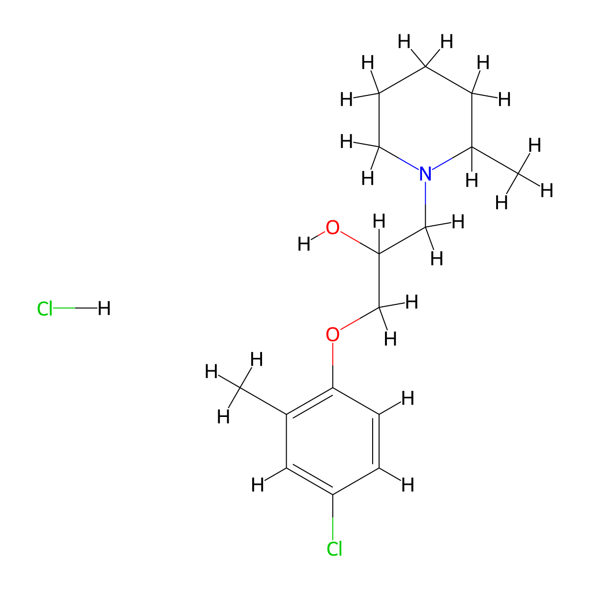 1-(4-Chloro-2-methylphenoxy)-3-(2-methylpiperidin-1-yl)propan-2-ol hydrochloride molecular structure, CAS 1216551-47-1