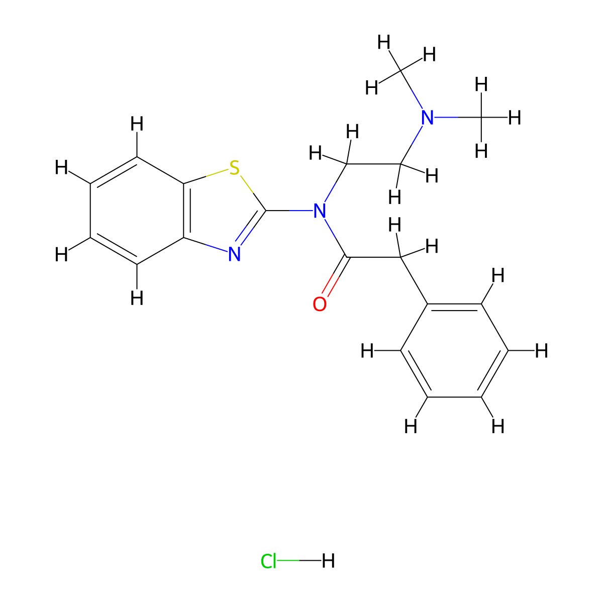 N-(benzo[d]thiazol-2-yl)-N-(2-(dimethylamino)ethyl)-2-phenylacetamide hydrochloride molecular structure, CAS 1216552-02-1