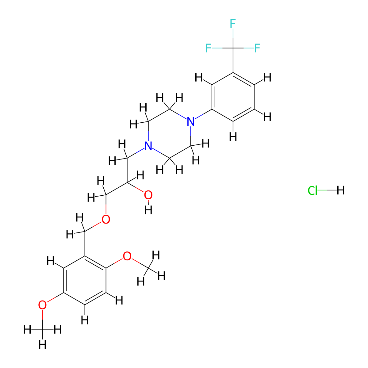 1-((2,5-Dimethoxybenzyl)oxy)-3-(4-(3-(trifluoromethyl)phenyl)piperazin-1-yl)propan-2-ol hydrochloride molecular structure, CAS 1216552-59-8
