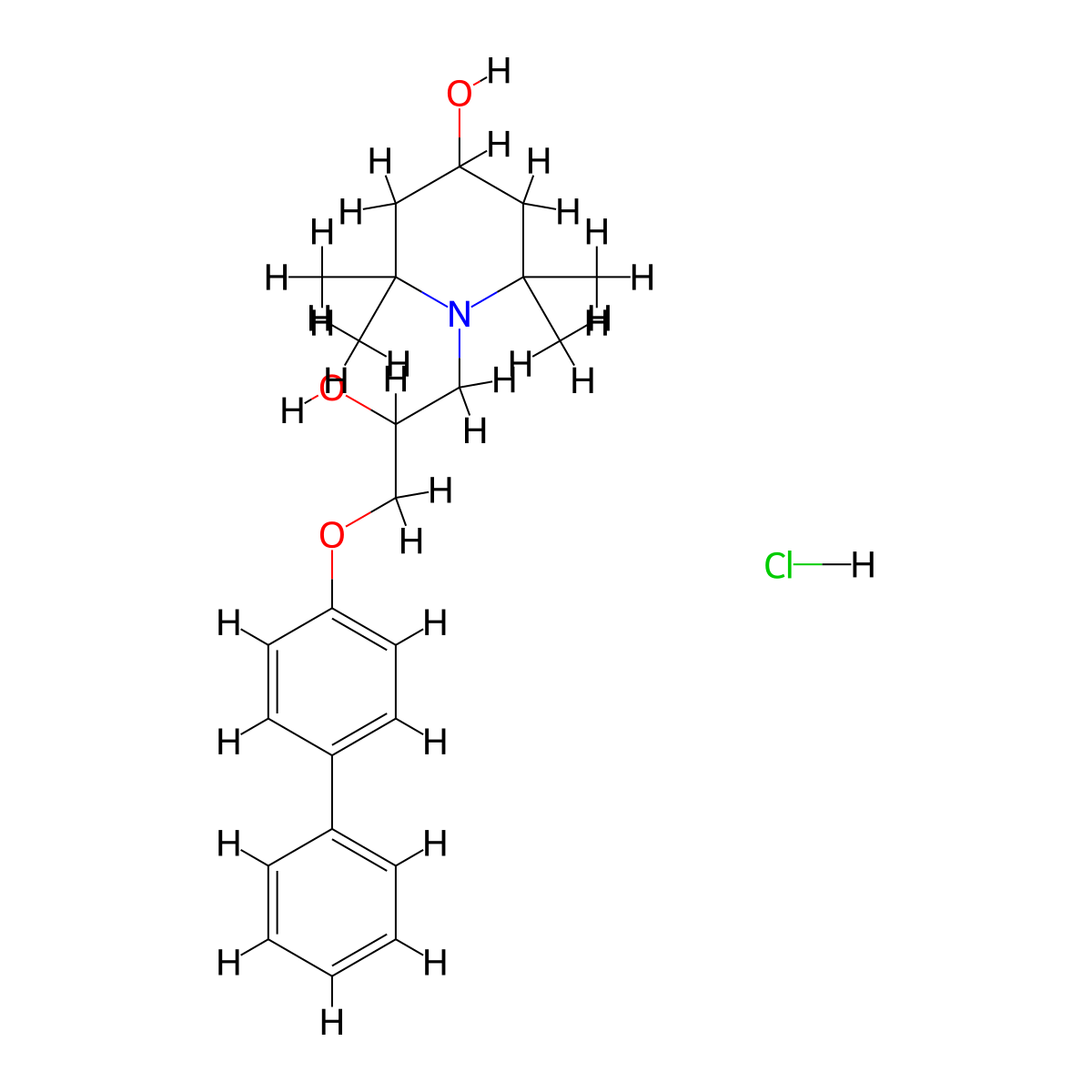 1-(3-{[1,1'-Biphenyl]-4-yloxy}-2-hydroxypropyl)-2,2,6,6-tetramethylpiperidin-4-OL hydrochloride molecular structure, CAS 1216553-82-0