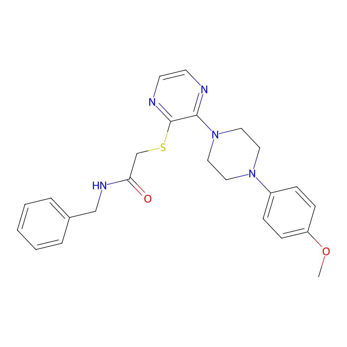 N-benzyl-2-((3-(4-(4-methoxyphenyl)piperazin-1-yl)pyrazin-2-yl)thio)acetamide molecular structure, CAS 1216555-00-8