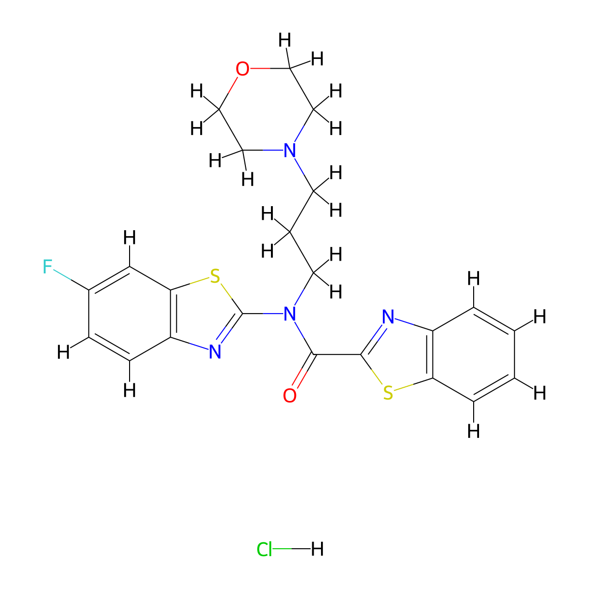 N-(6-fluorobenzo[d]thiazol-2-yl)-N-(3-morpholinopropyl)benzo[d]thiazole-2-carboxamide hydrochloride molecular structure, CAS 1216555-27-9