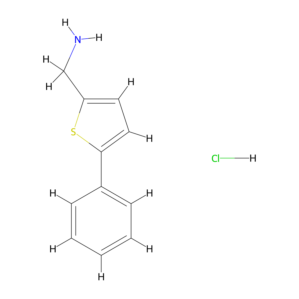 (5-Phenylthiophen-2-yl)methanamine hydrochloride molecular structure, CAS 1216555-30-4